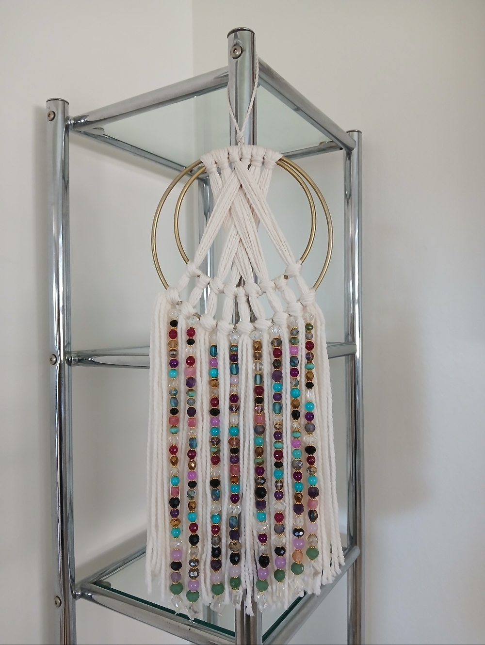 Boho Macramé Wall Hanging Dream Catcher  with Gemstone And Crystals Multicolor